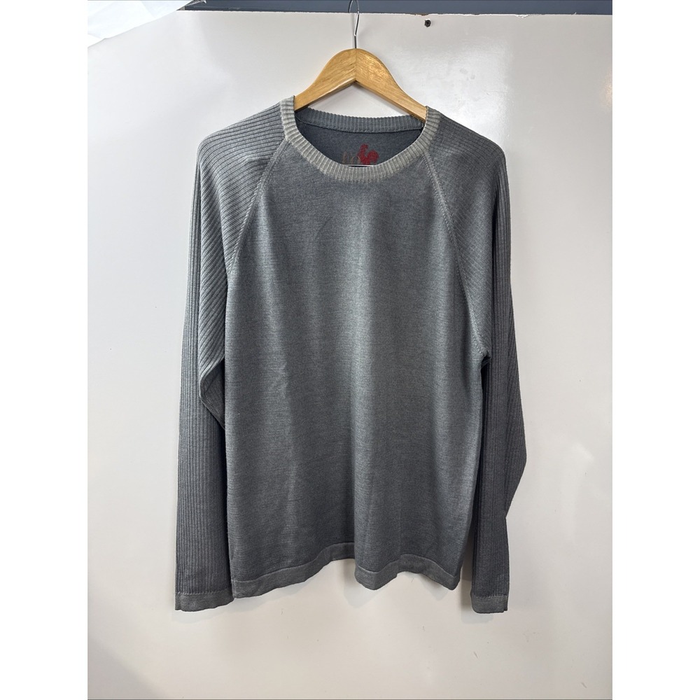EQ Equilibrio Sweater Italy XL Large Grey 100% Merino Wool Crew Neck Casual